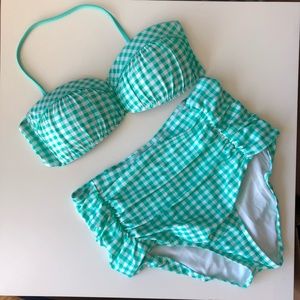 NWOT Lauren James high waisted gingham bikini set